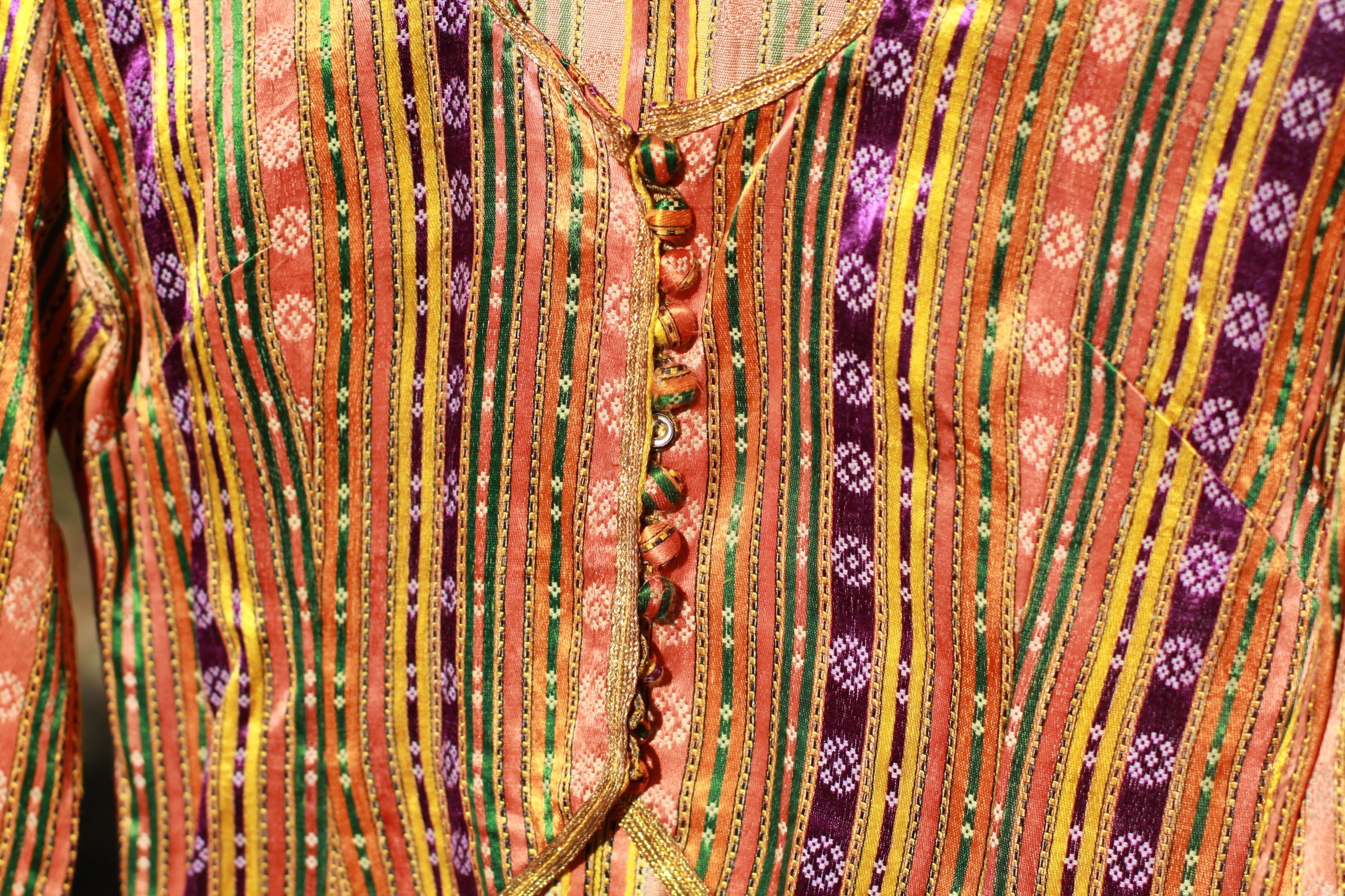 Antique silk Ottoman-style bolero jacket with colorful striped pattern