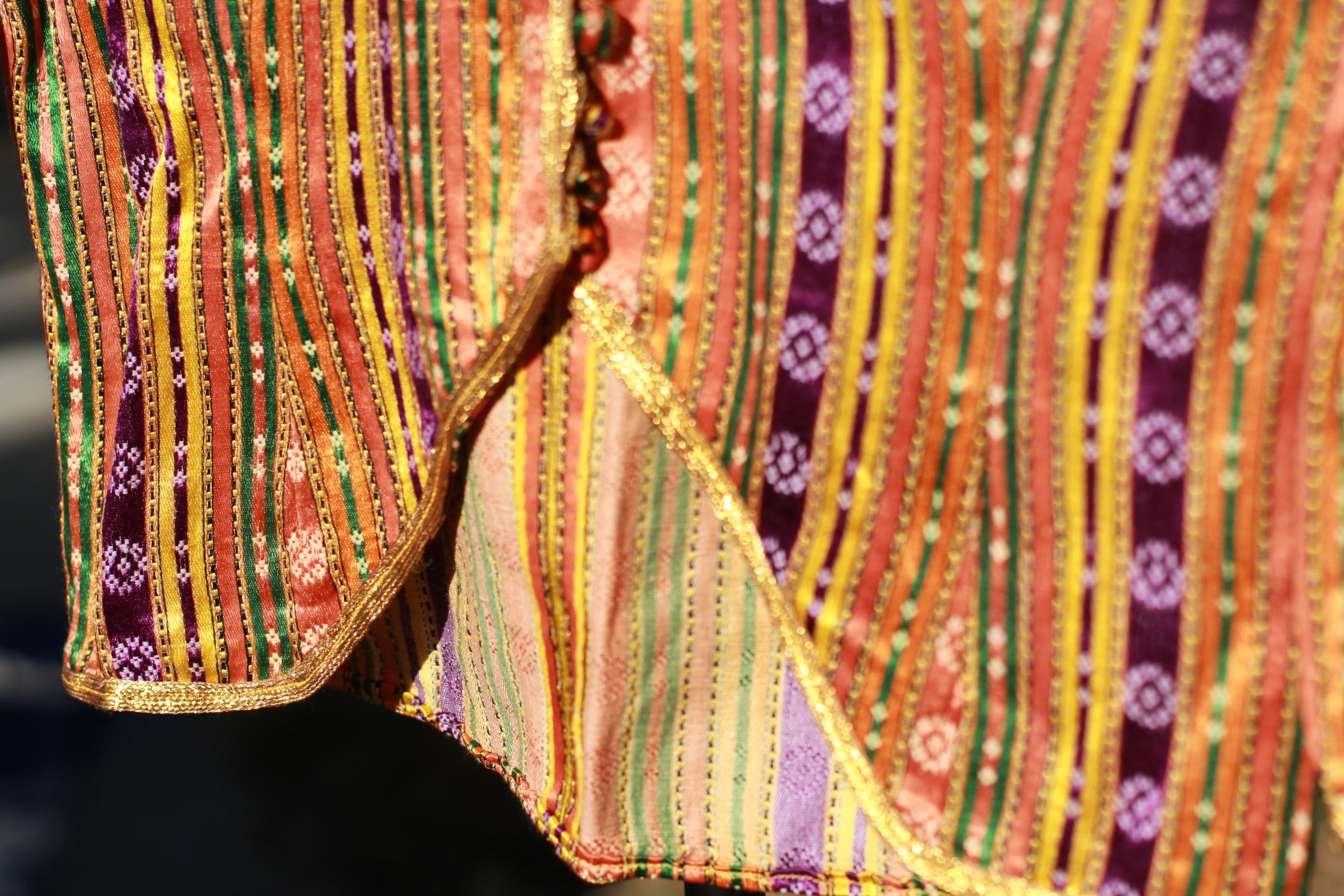 Antique Silk Ottoman-Style Bolero Jacket with Gold Lurex Stripes