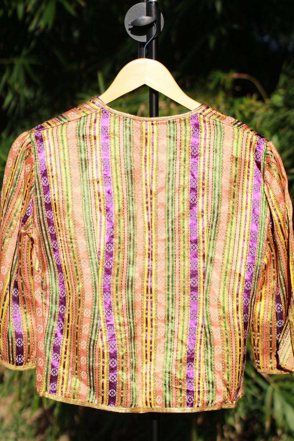 Antique Silk Ottoman-Style Bolero Jacket with Gold Lurex Stripes