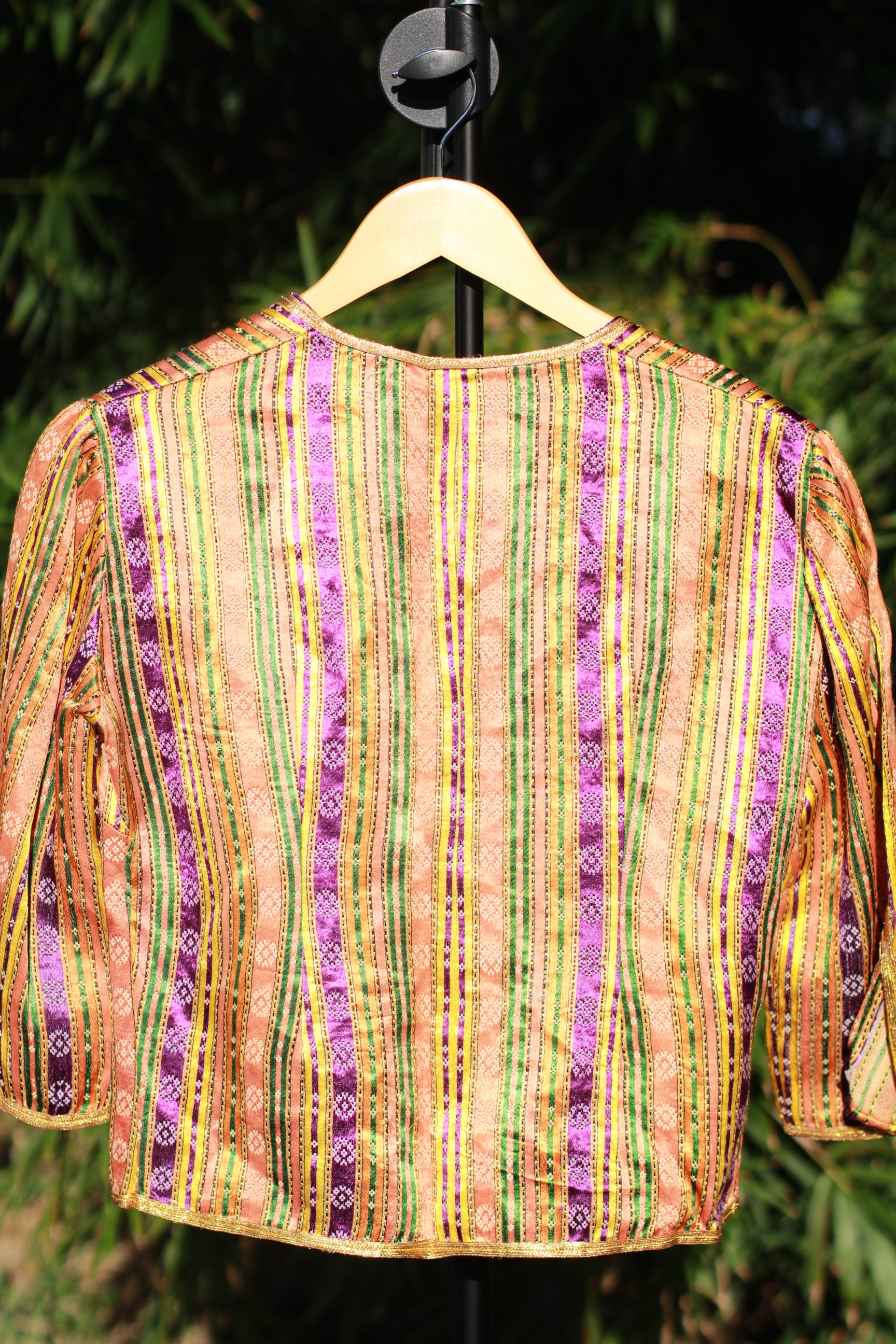 Antique Silk Ottoman-Style Bolero Jacket with Gold Lurex Stripes