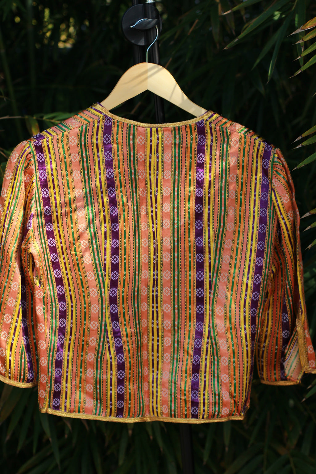 Antique Silk Ottoman-Style Bolero Jacket with Gold Lurex Stripes