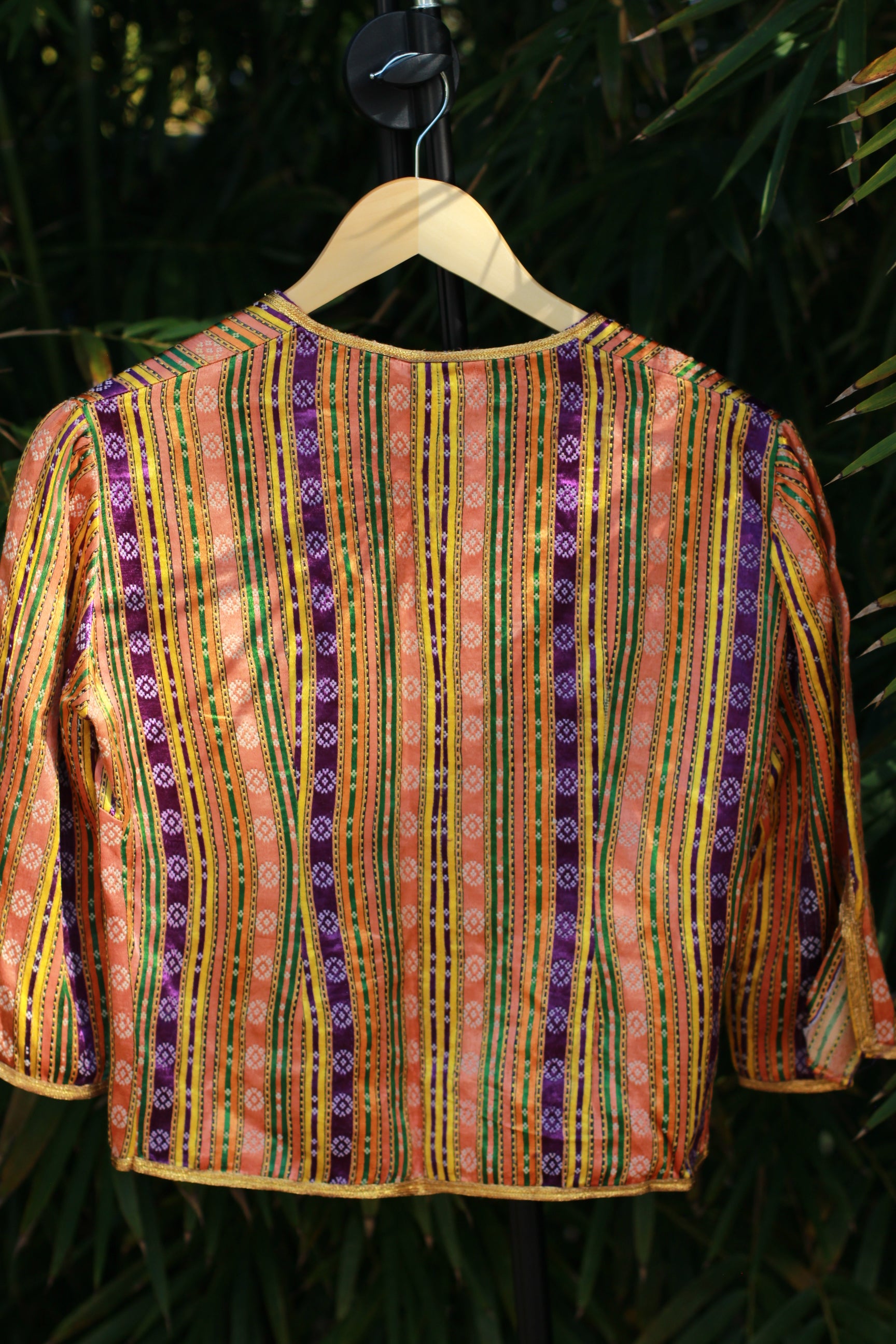 Antique Silk Ottoman-Style Bolero Jacket with Gold Lurex Stripes