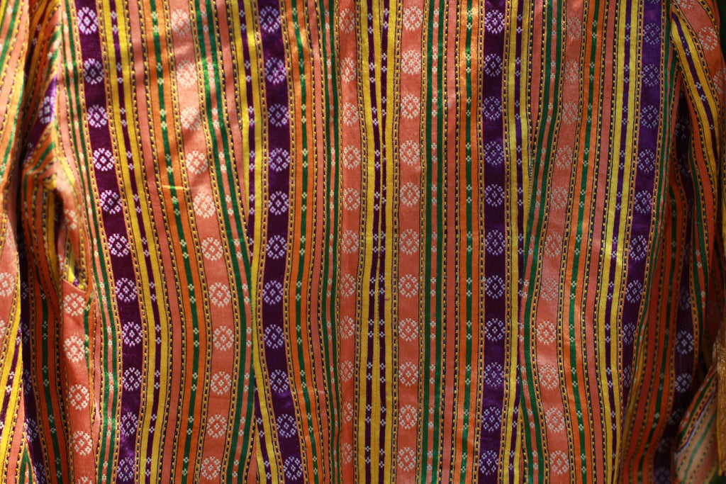 Antique Silk Ottoman-Style Bolero Jacket with Gold Lurex Stripes