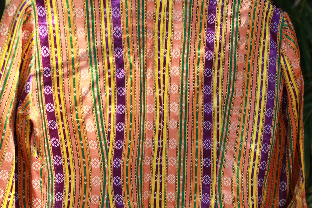 Antique Silk Ottoman-Style Bolero Jacket with Gold Lurex Stripes