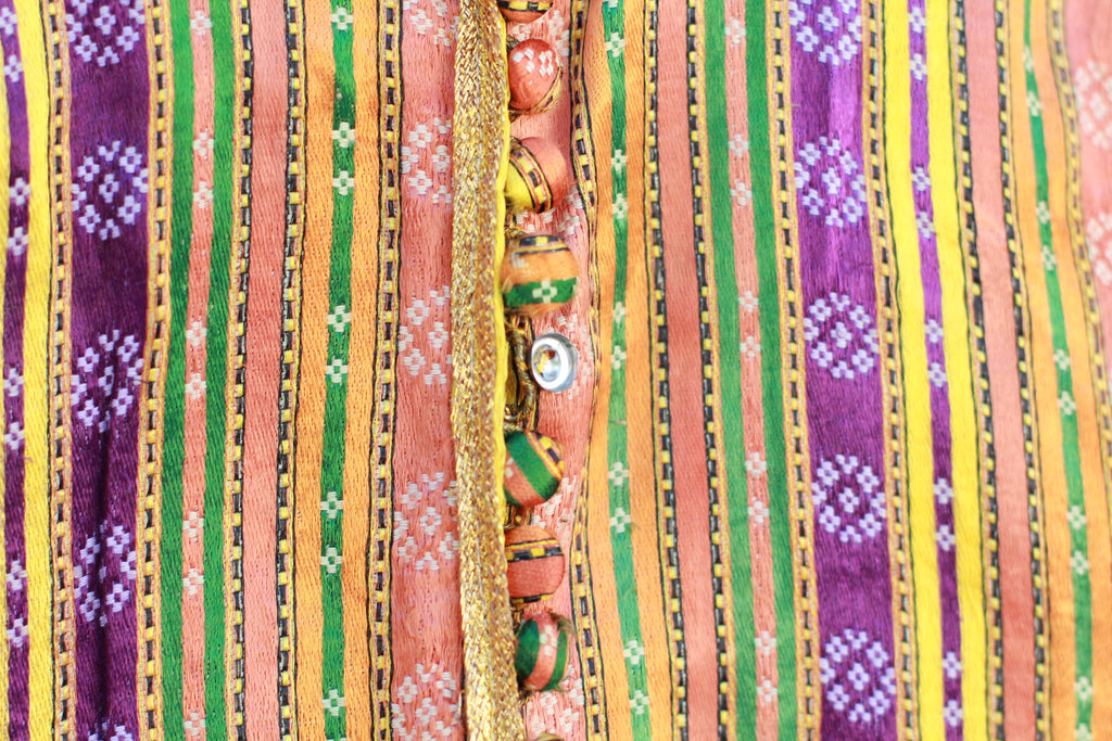 Antique Silk Ottoman-Style Bolero Jacket with Gold Lurex Stripes