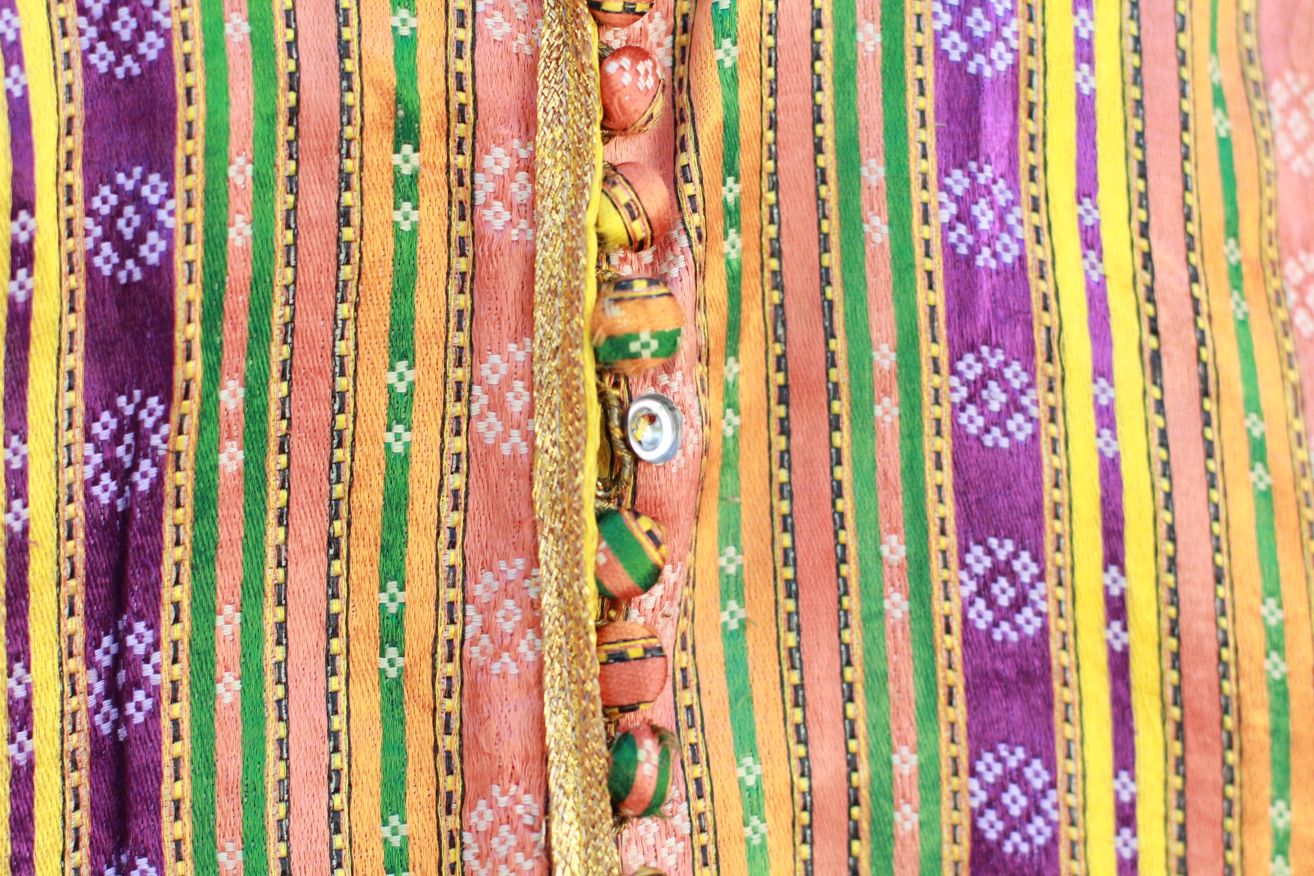 Antique Silk Ottoman-Style Bolero Jacket with Gold Lurex Stripes