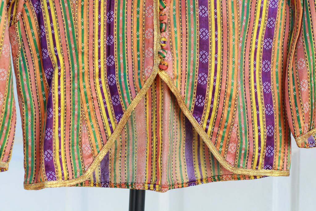 Antique Silk Ottoman-Style Bolero Jacket with Gold Lurex Stripes