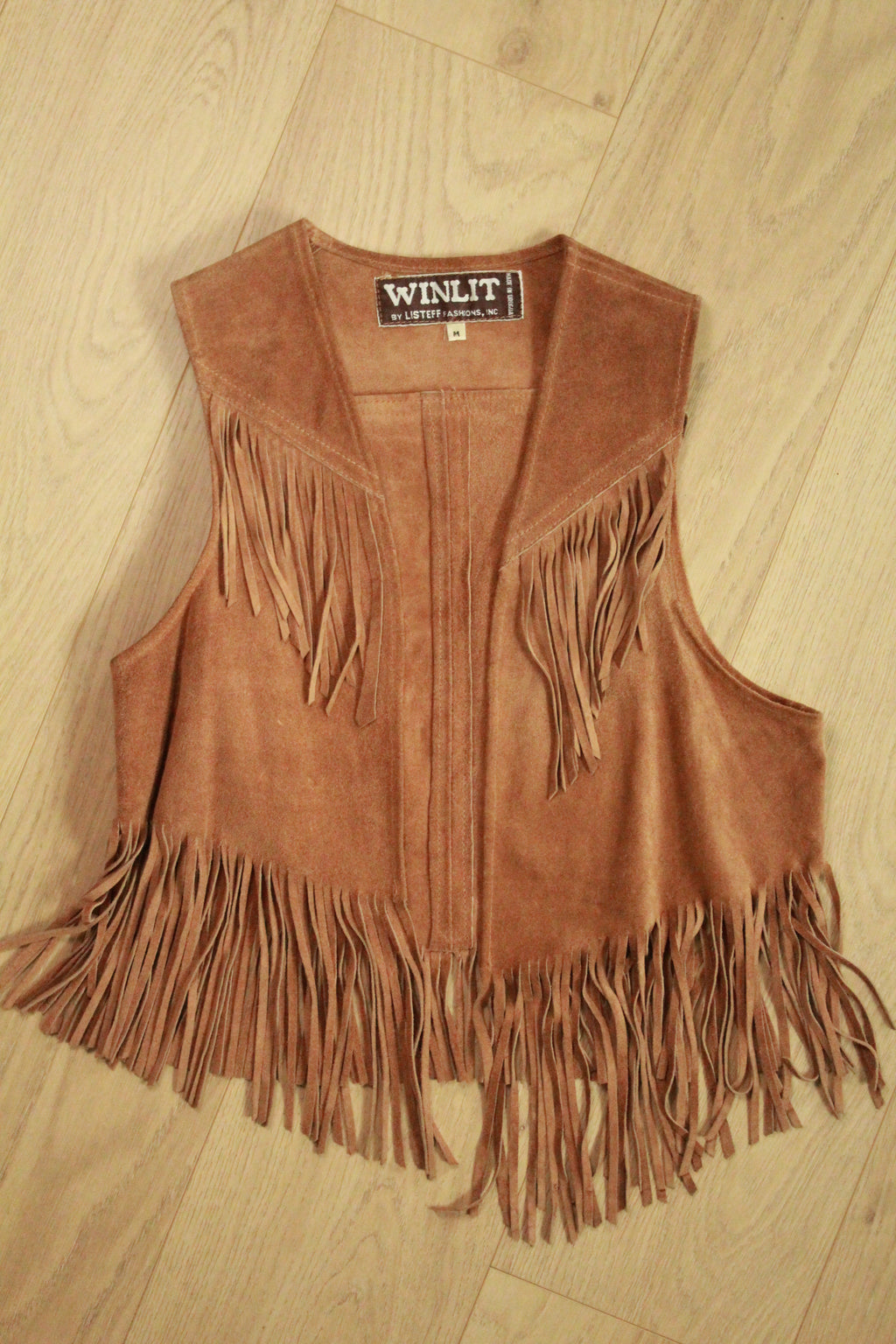 Vintage Brown Suede Fringe Vest - 70s Boho Western Festival Style, Size Medium