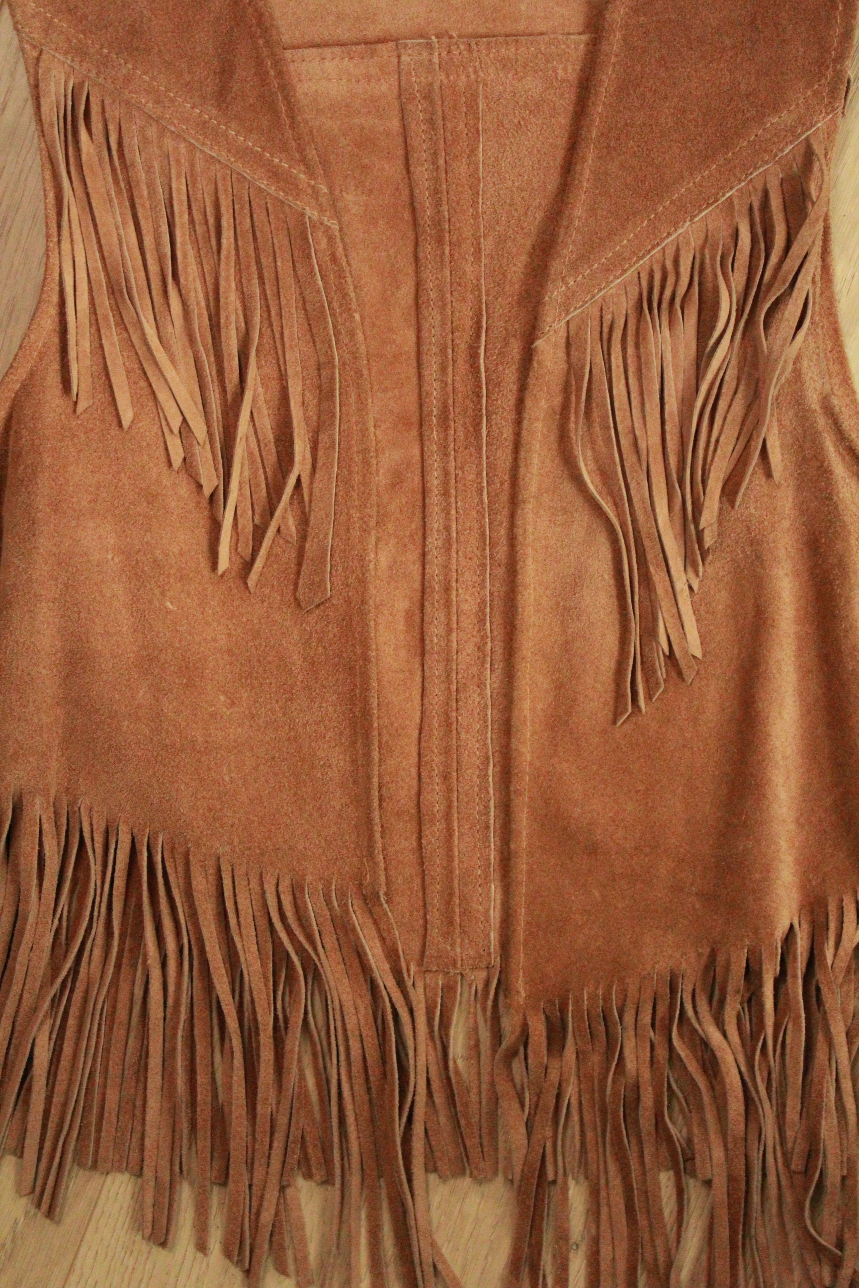 Vintage Brown Suede Fringe Vest - 70s Boho Western Festival Style, Size Medium