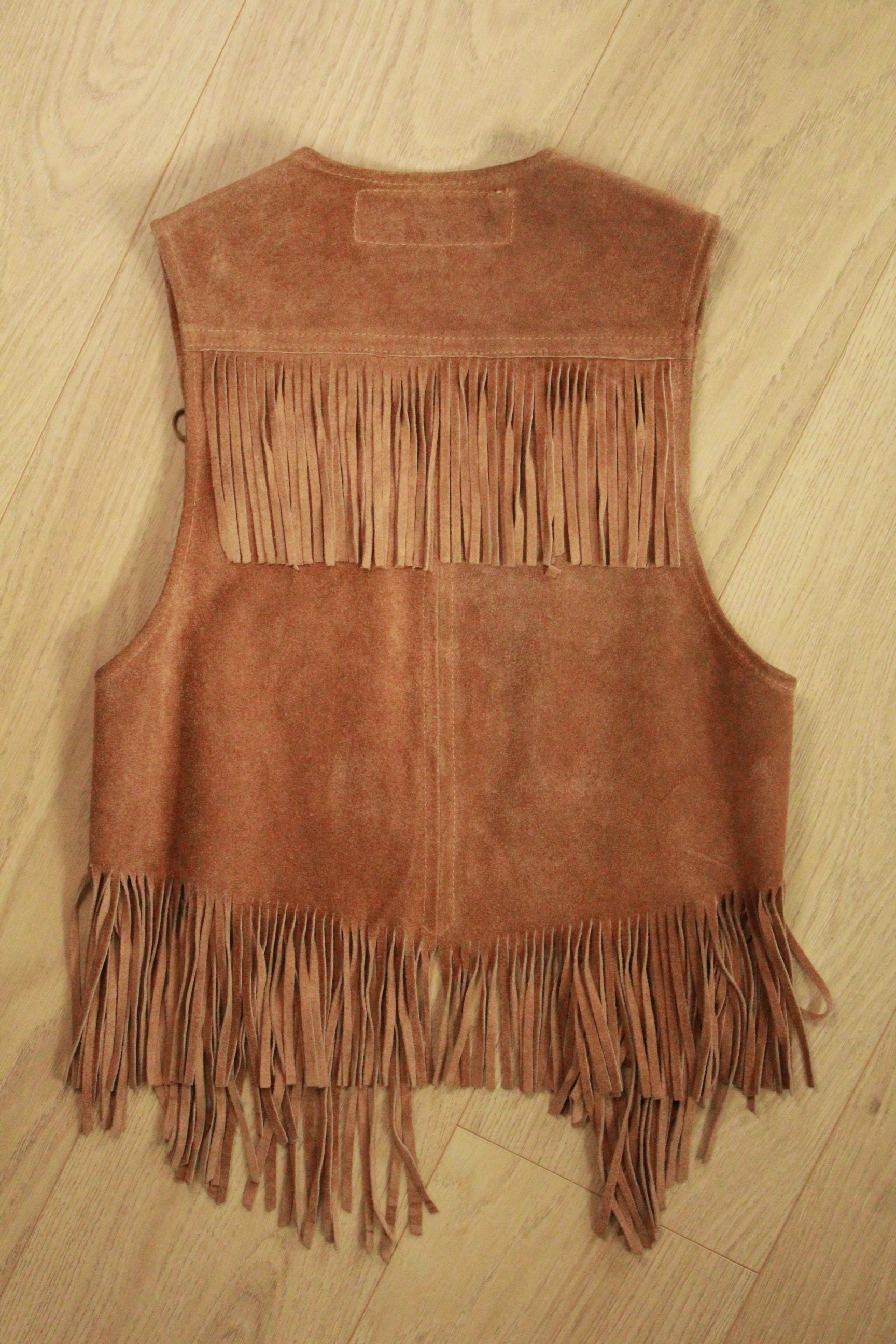 Vintage Brown Suede Fringe Vest - 70s Boho Western Festival Style, Size Medium