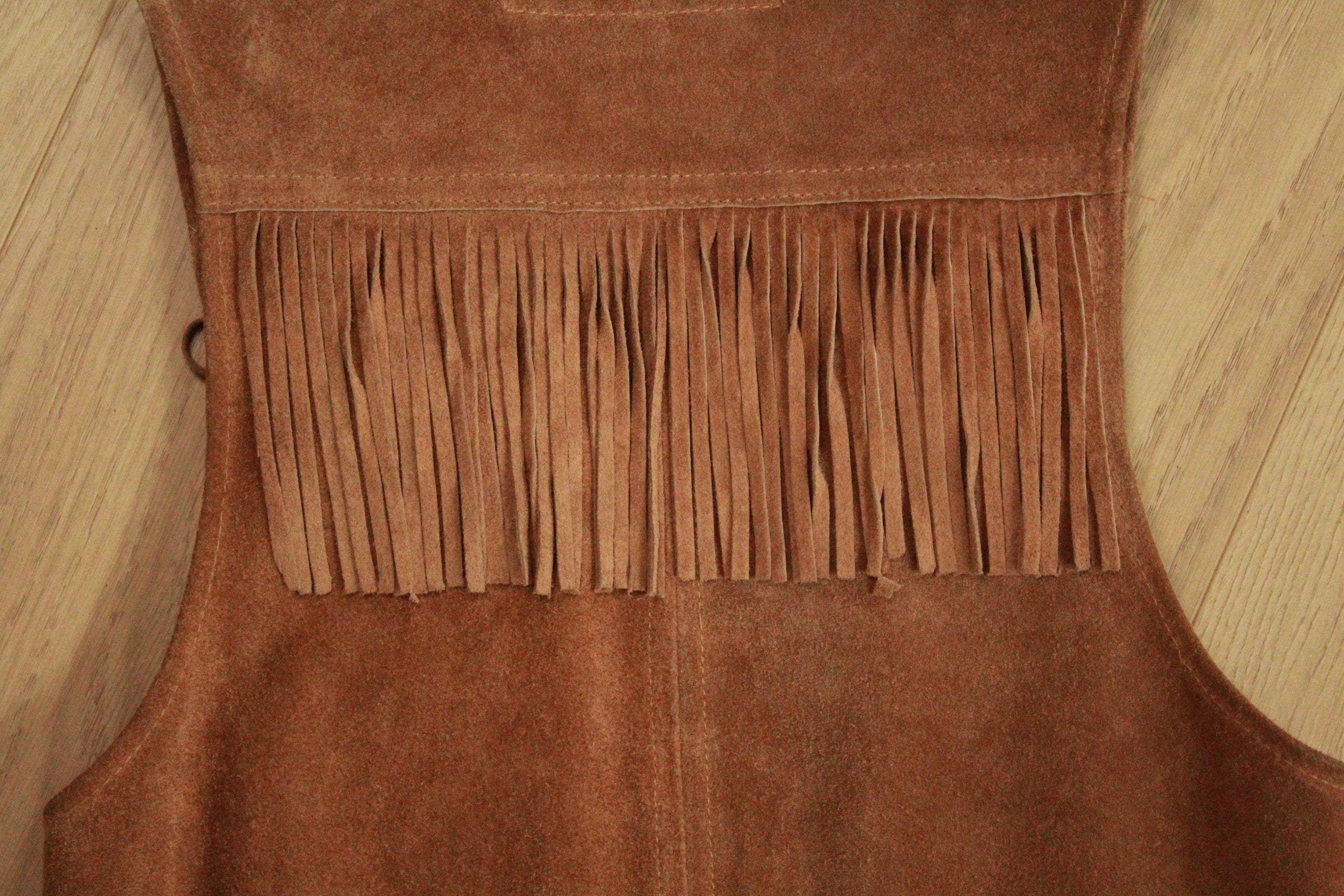 Vintage Brown Suede Fringe Vest - 70s Boho Western Festival Style, Size Medium