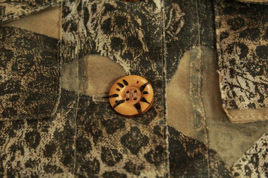 Vintage 90s animal print jacket statement buttons detail