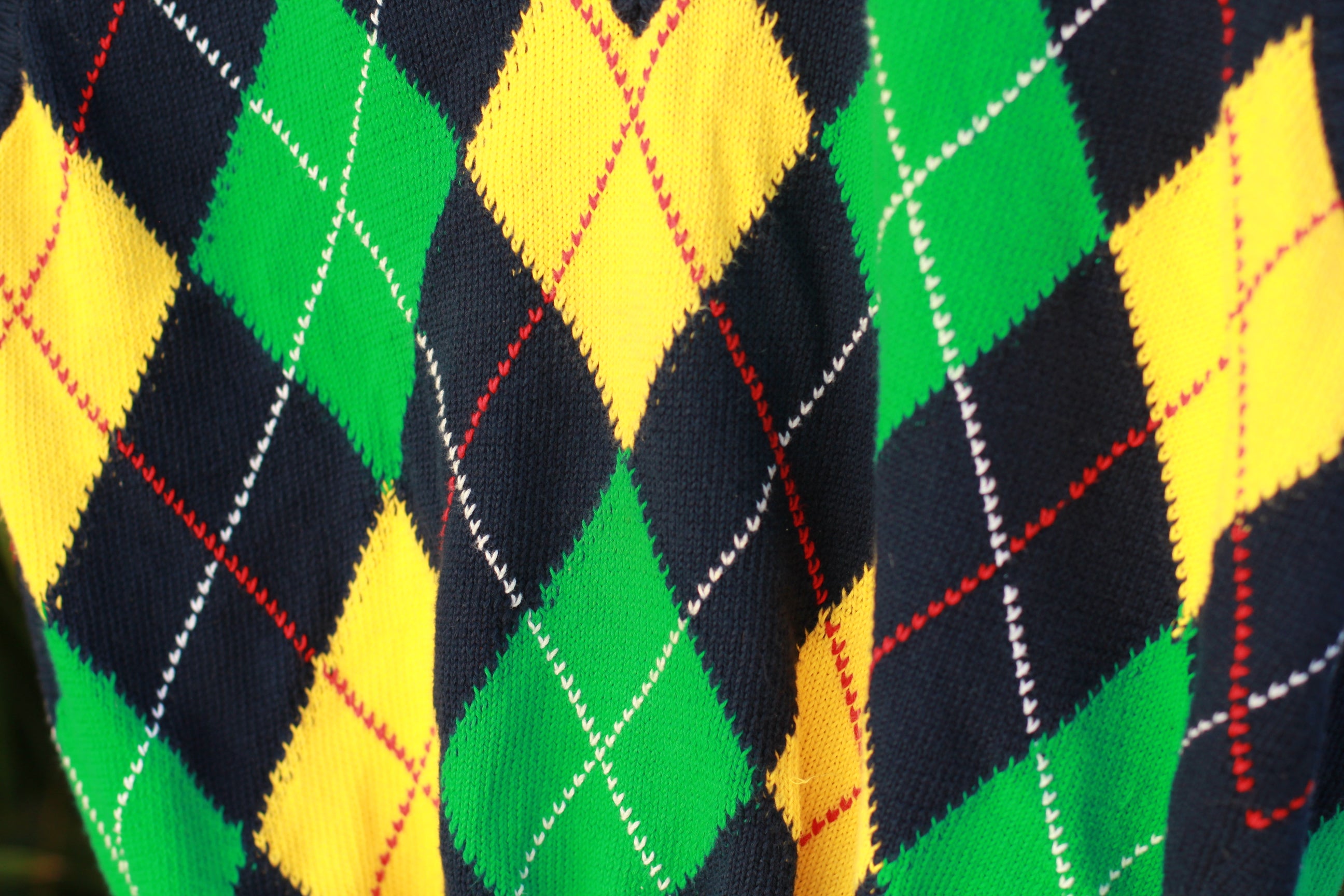 Vintage 1980s Colors of Benetton Argyle Sweater Vest – Italian Cotton, Preppy Golfer Style (Unisex)