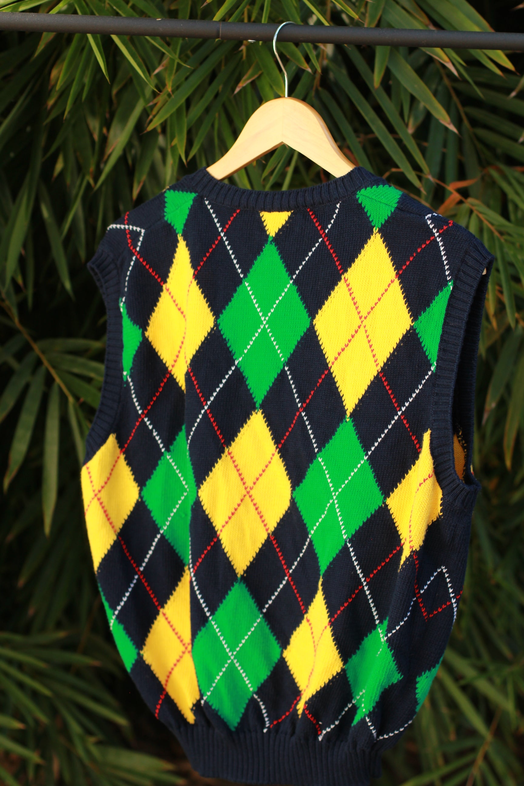 Vintage 1980s Colors of Benetton Argyle Sweater Vest – Italian Cotton, Preppy Golfer Style (Unisex)