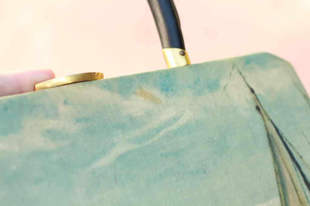 Vintage 1950s Tano of Madrid Harbor Scene Leather Handbag | Made in Spain