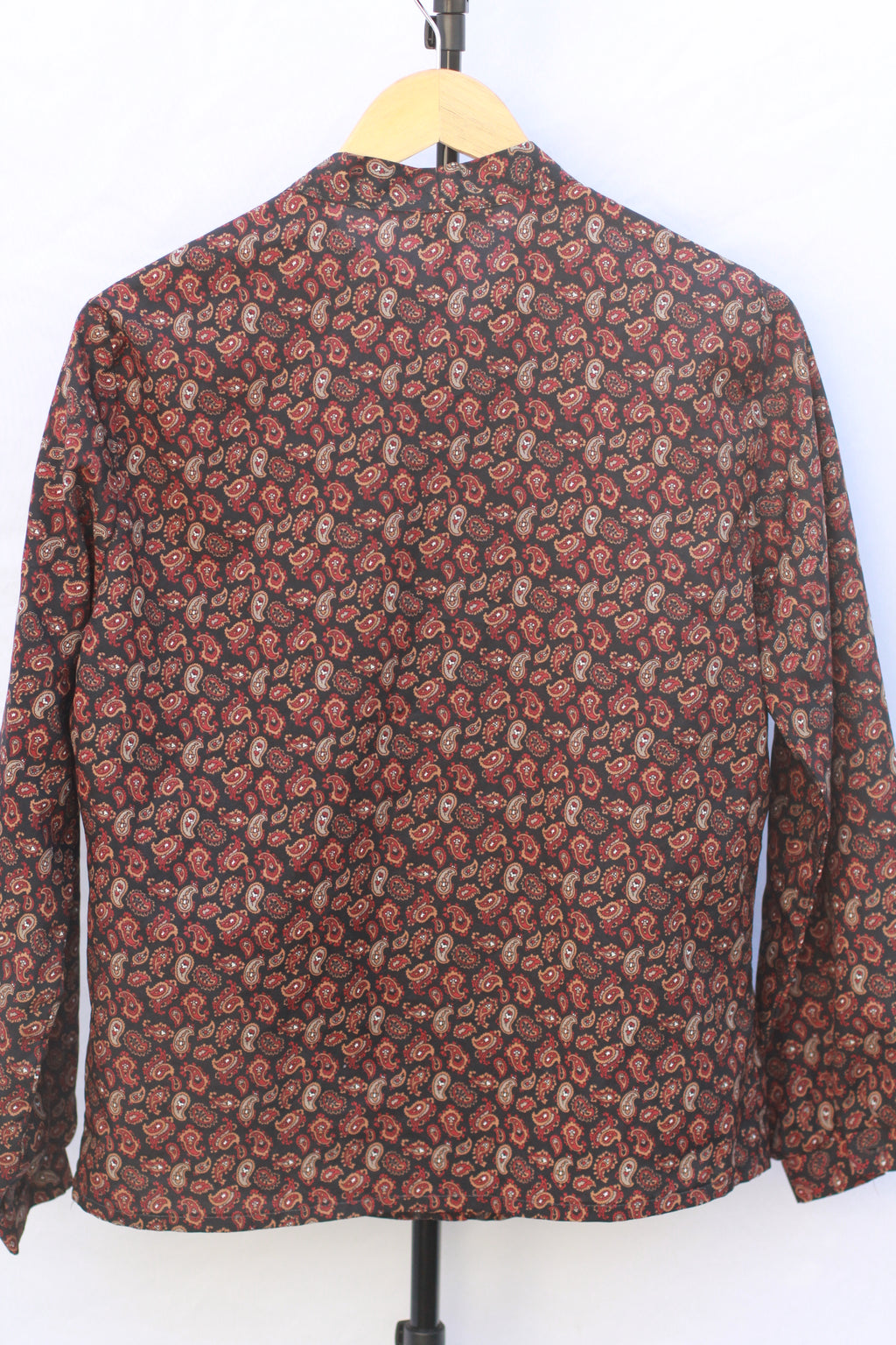 Back view of vintage long sleeve paisley blouse