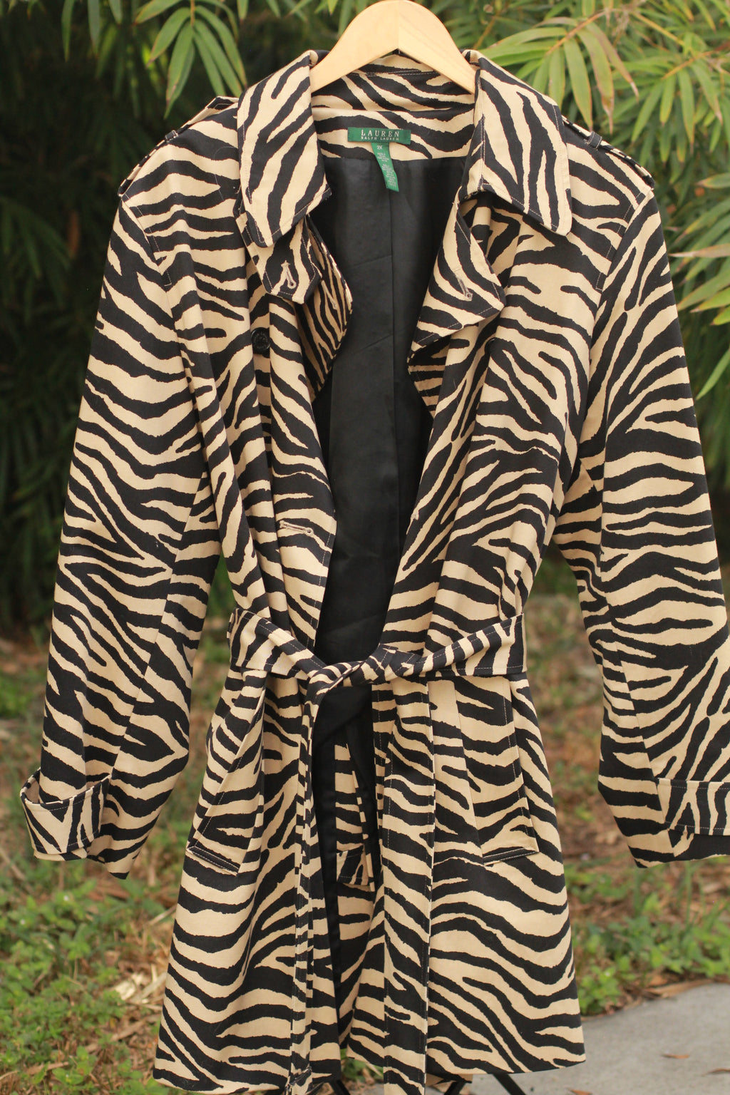 Zebra Print Trench Coat | Lauren Ralph Lauren, Like New