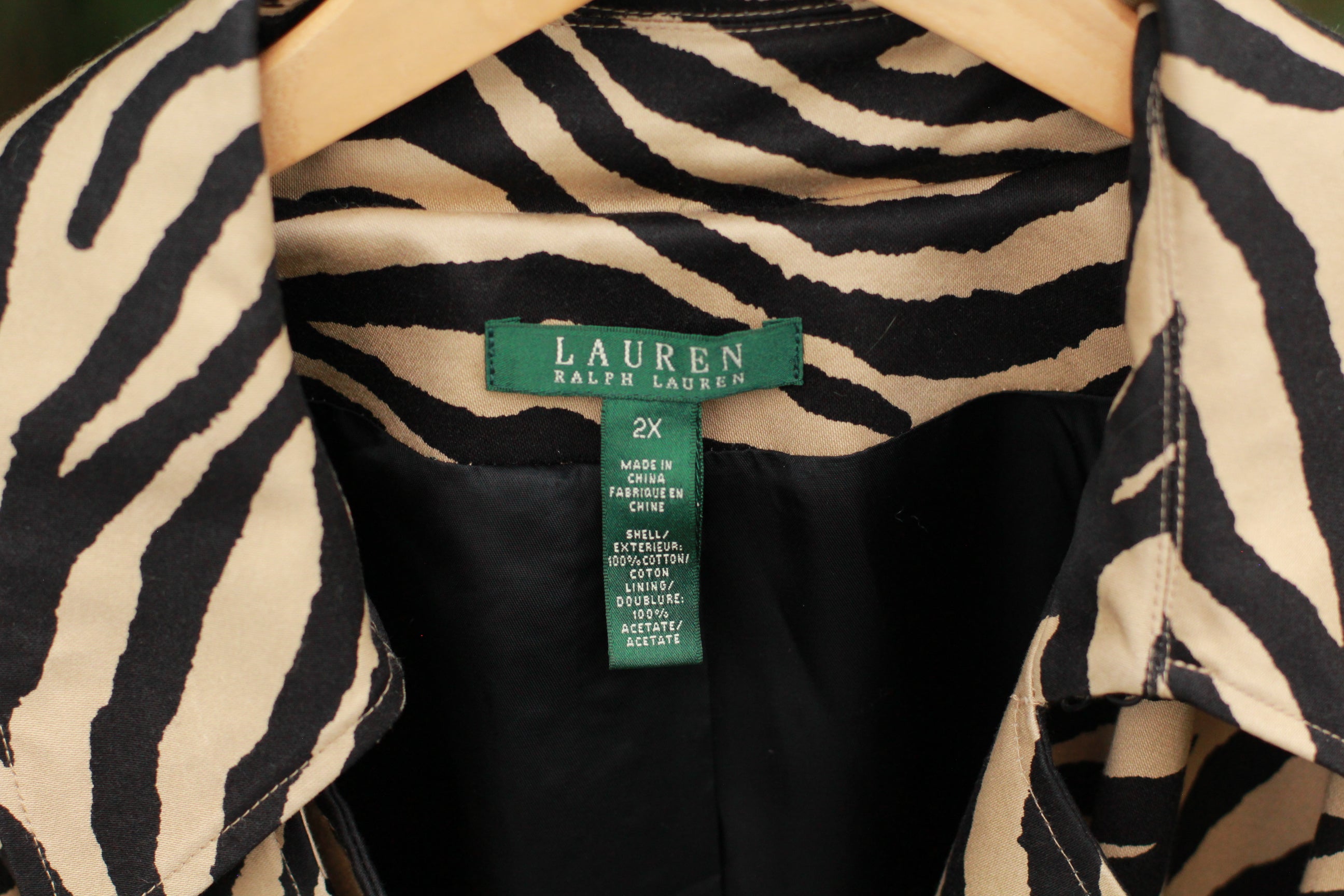 Tan & Black Zebra Print Trench Coat – Bold Maximalist Statement Layer, Size 2X