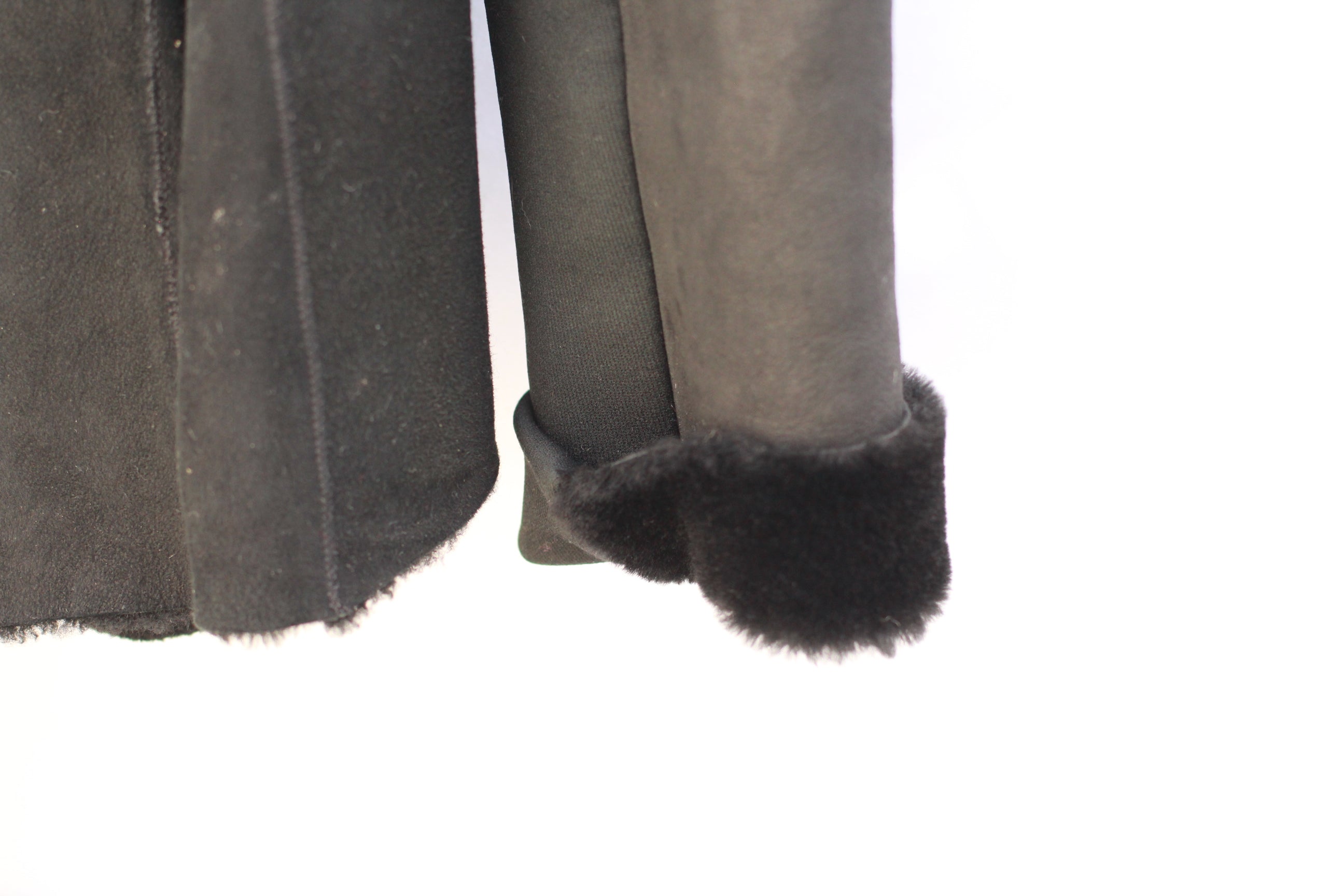 Black Double-Faced Shearling Coat with Waist Button – Blue Duck, Luxe Outerwear, Like-New