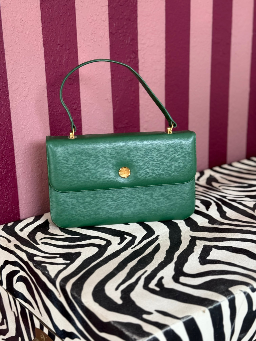Vintage 1990s Green Leather Purse