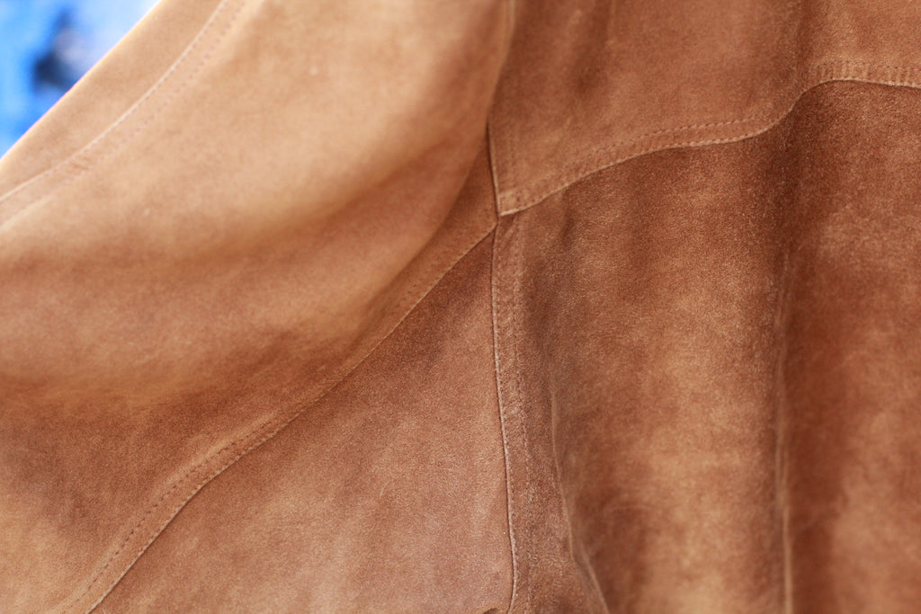 Close-up of suede texture on vintage Italian Conbipel jacket