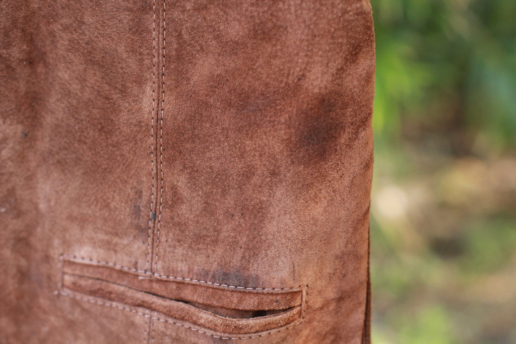 Close-up of suede texture and wear