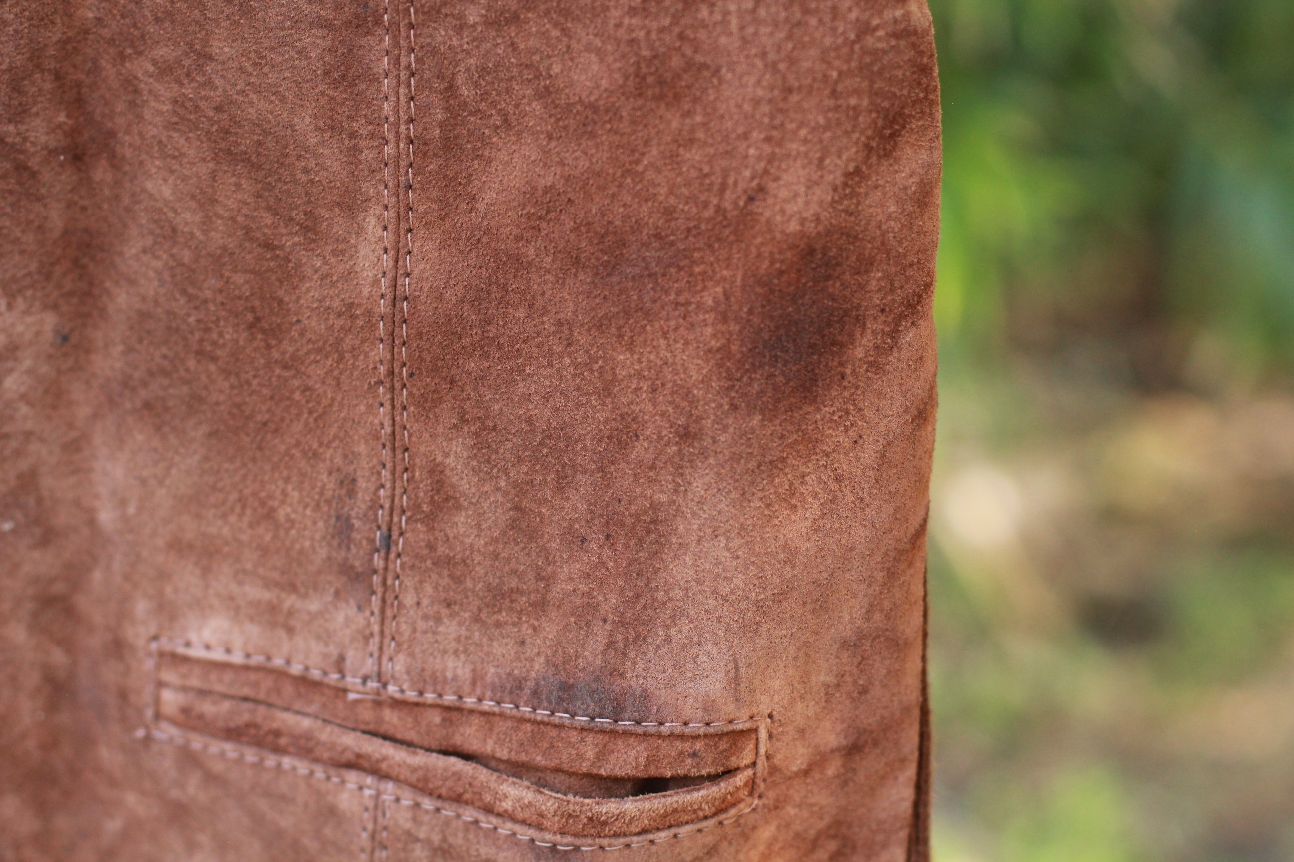 Close-up of suede texture and wear