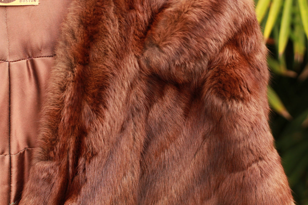 Vintage 1940s Plotkin Bros mink stole with satin lining and monogram