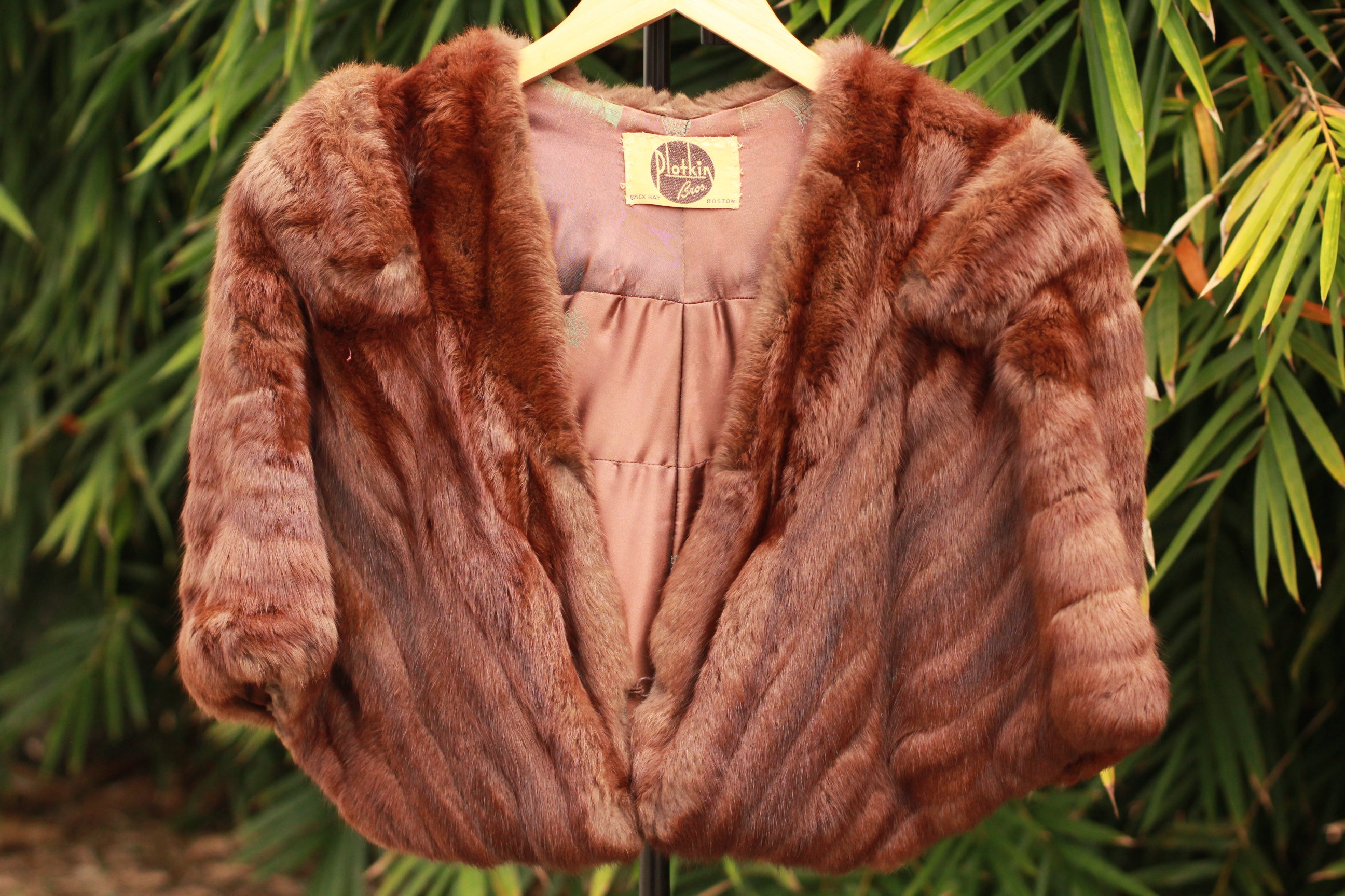 Front view of luxury mink stole with hook-and-eye closure