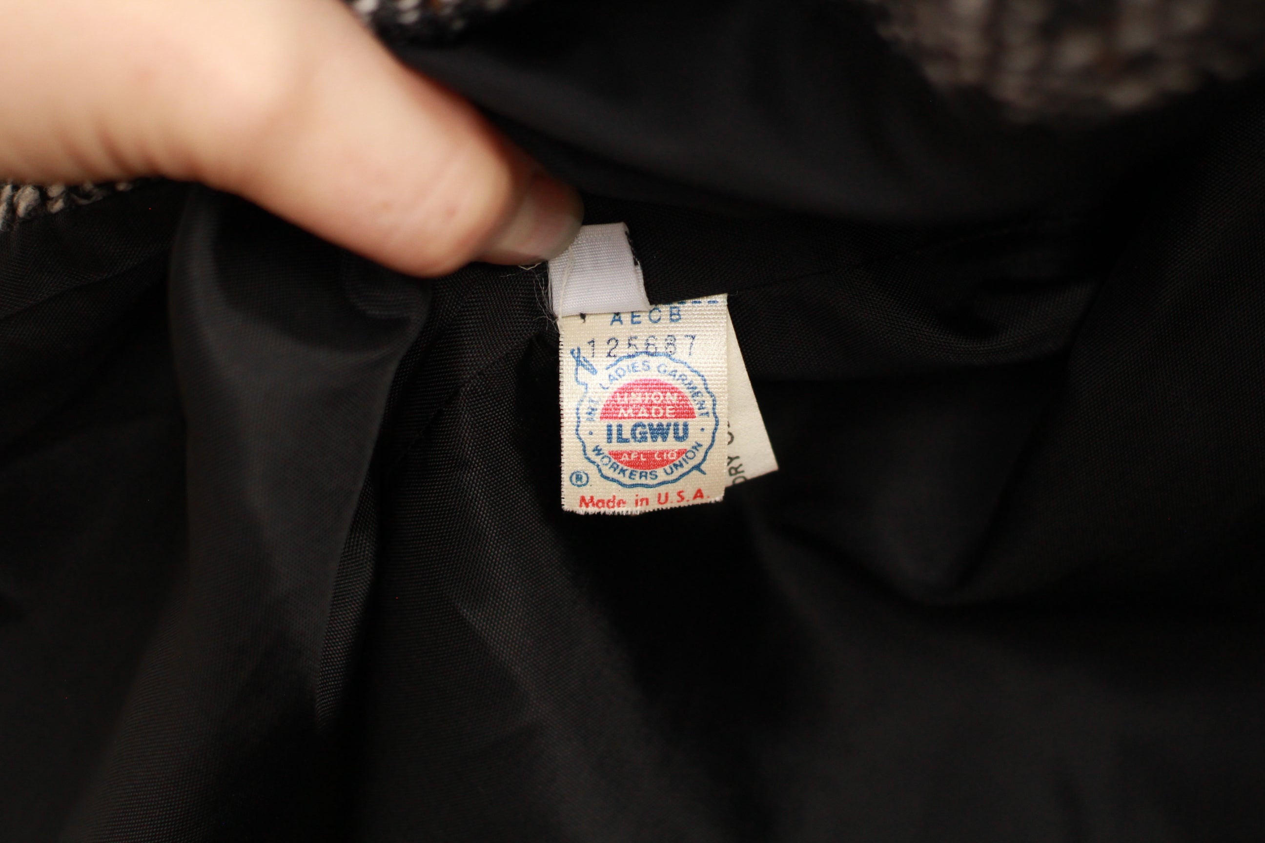 Interior lining and Union Made label, vintage overcoat