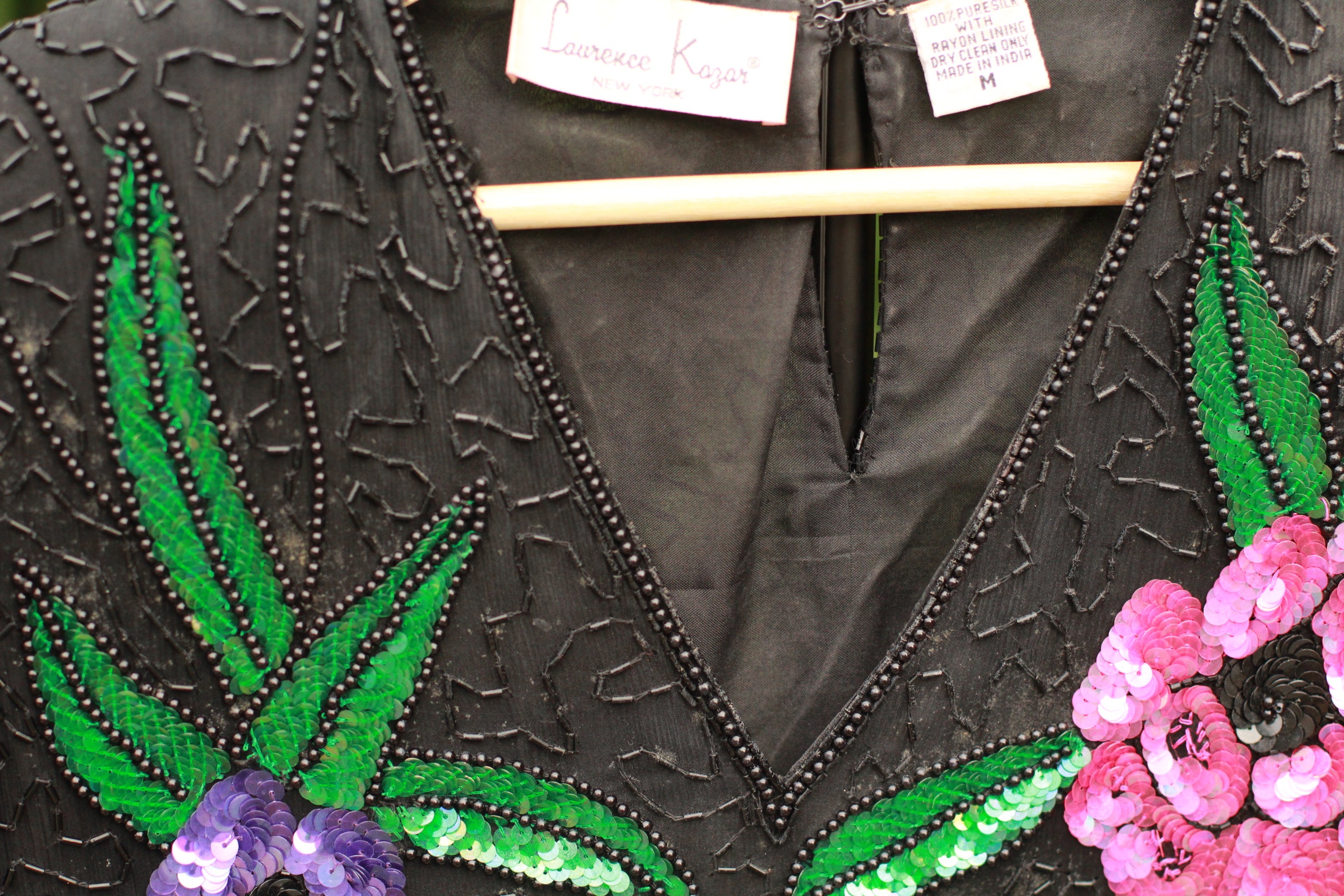 Detail of staining on vintage 1980s top