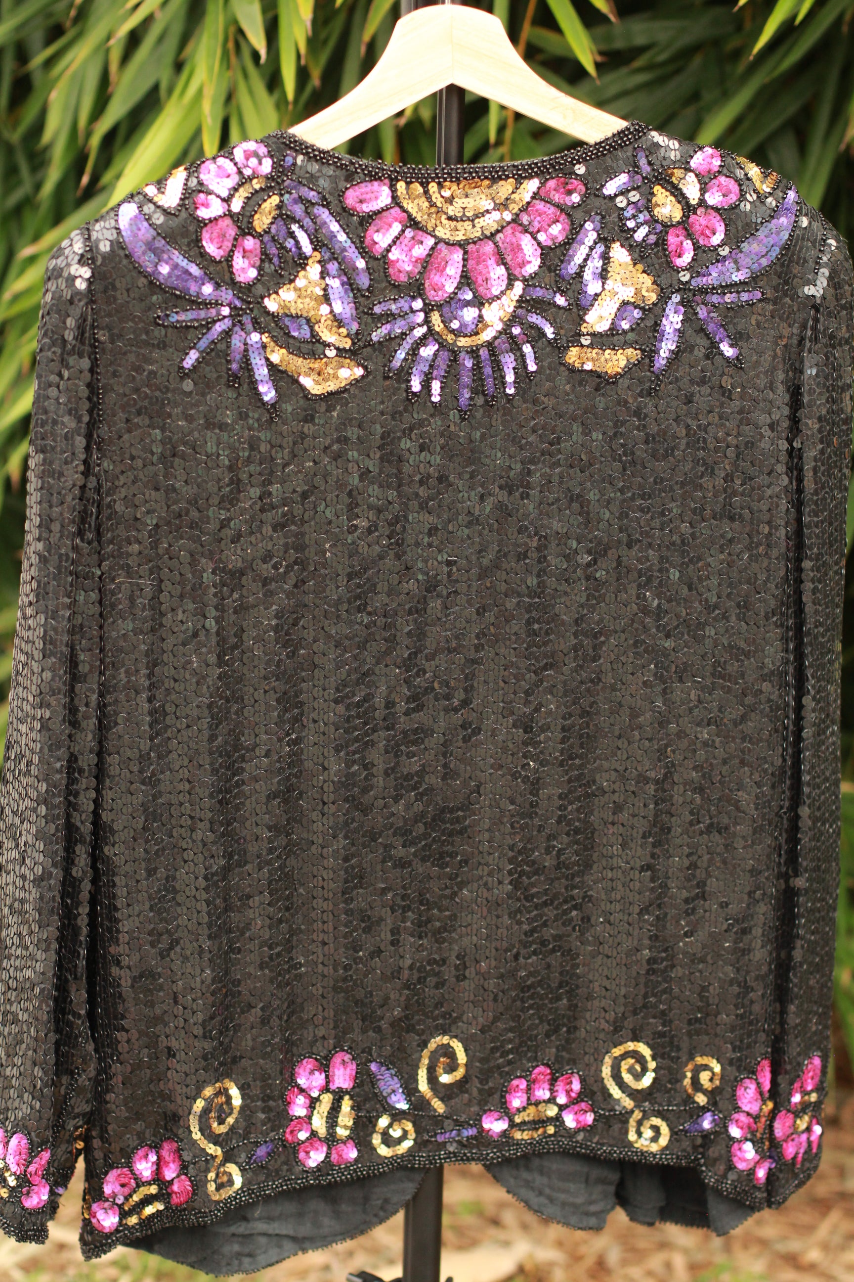 Back view of Jean for Joseph Le Bon fully sequined black silk jacket