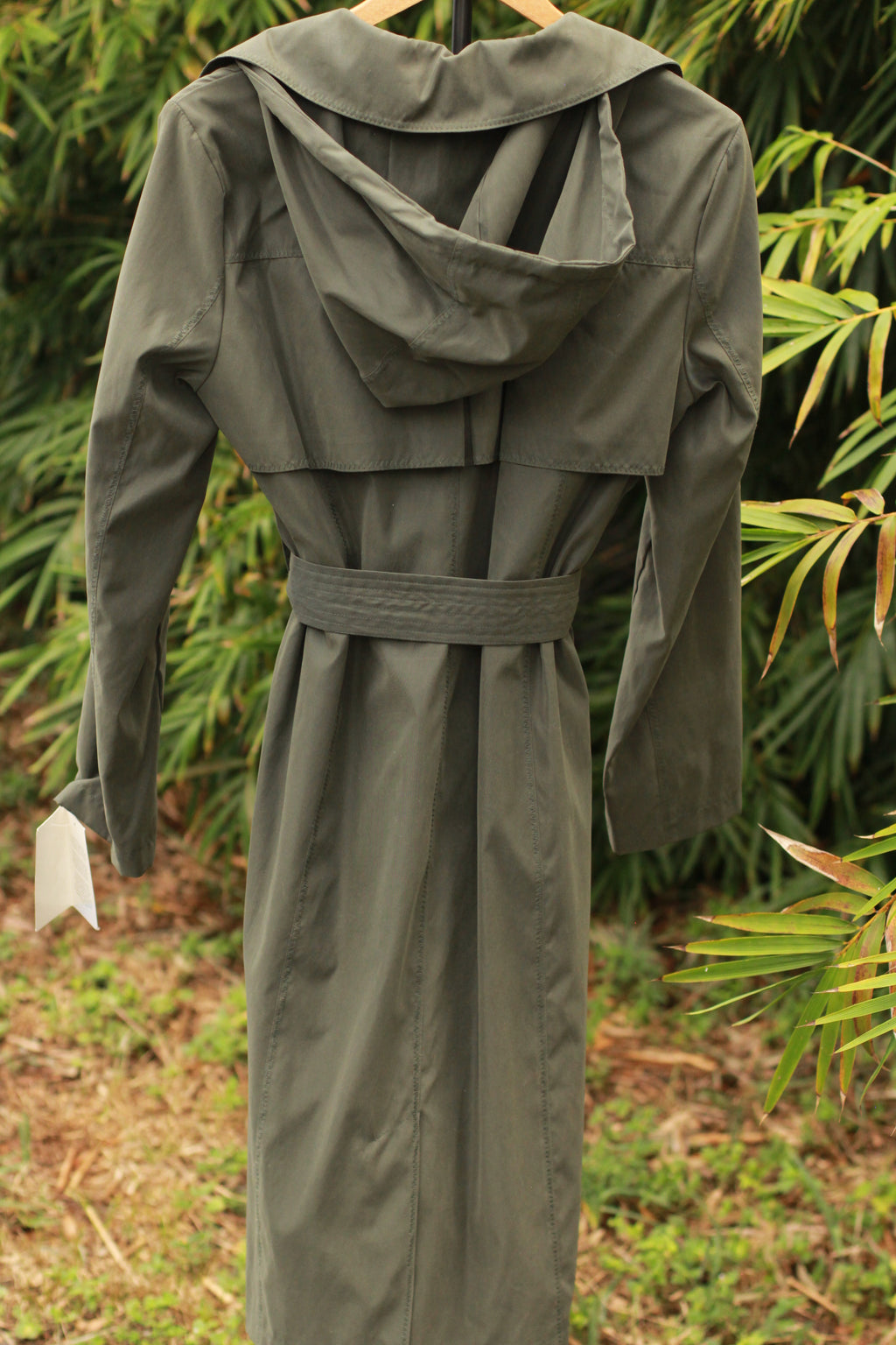 Olive-Green Trench Coat with Detachable Hood | NWT Ellen Tracy