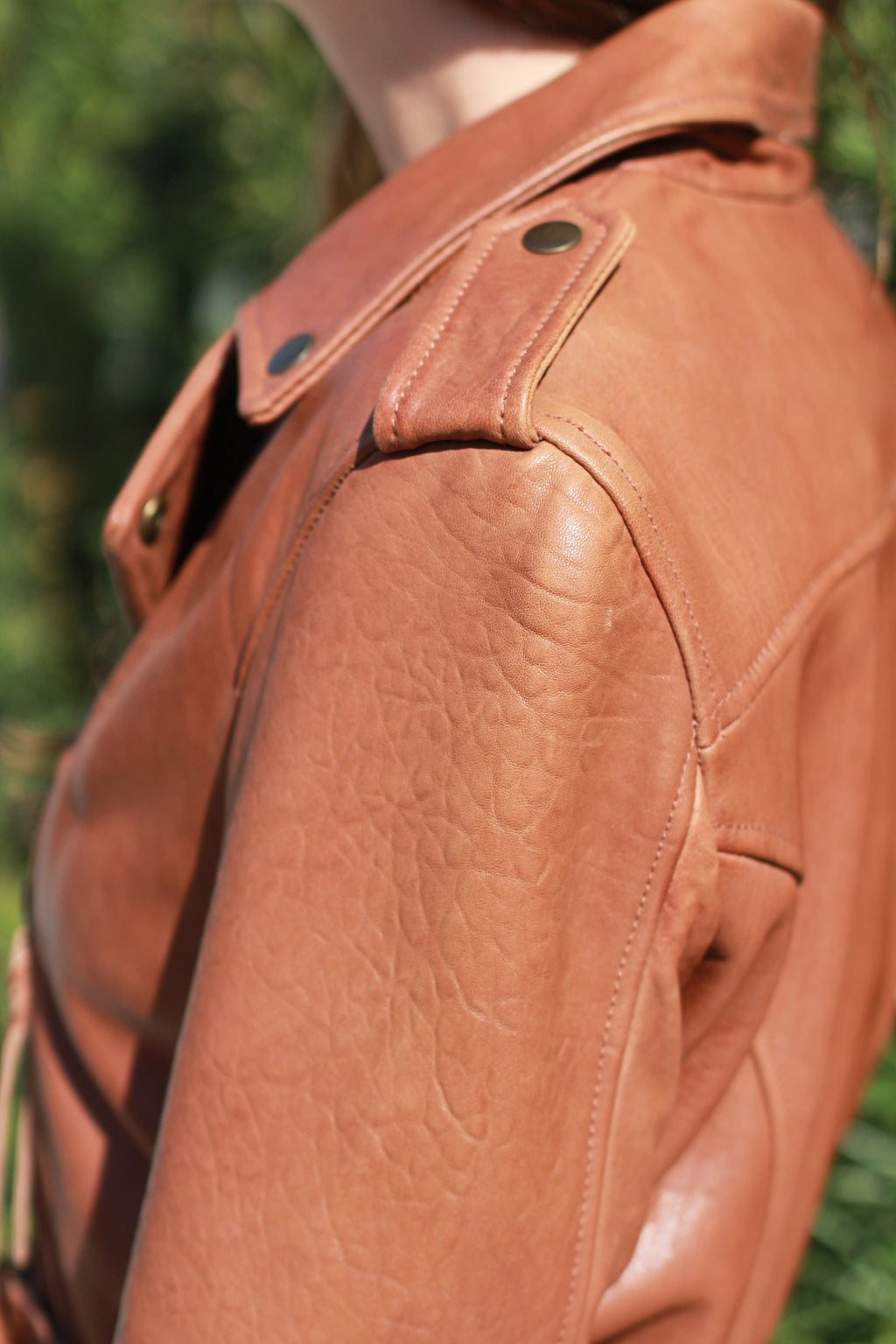 Cleobella Cognac Leather Moto Jacket