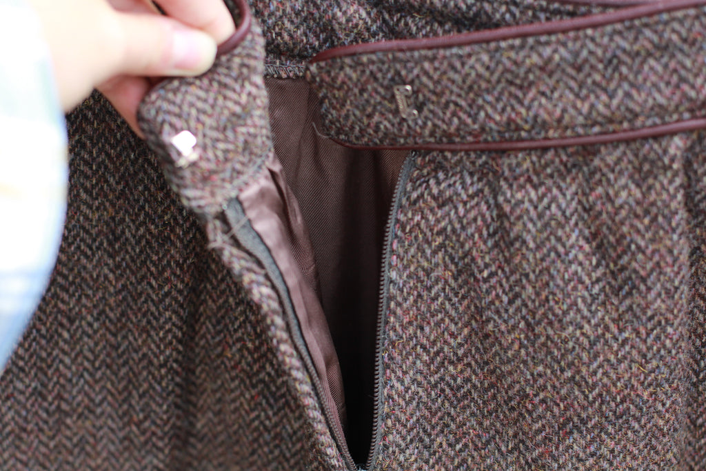 Back view showing open hook & eye and zipper closure