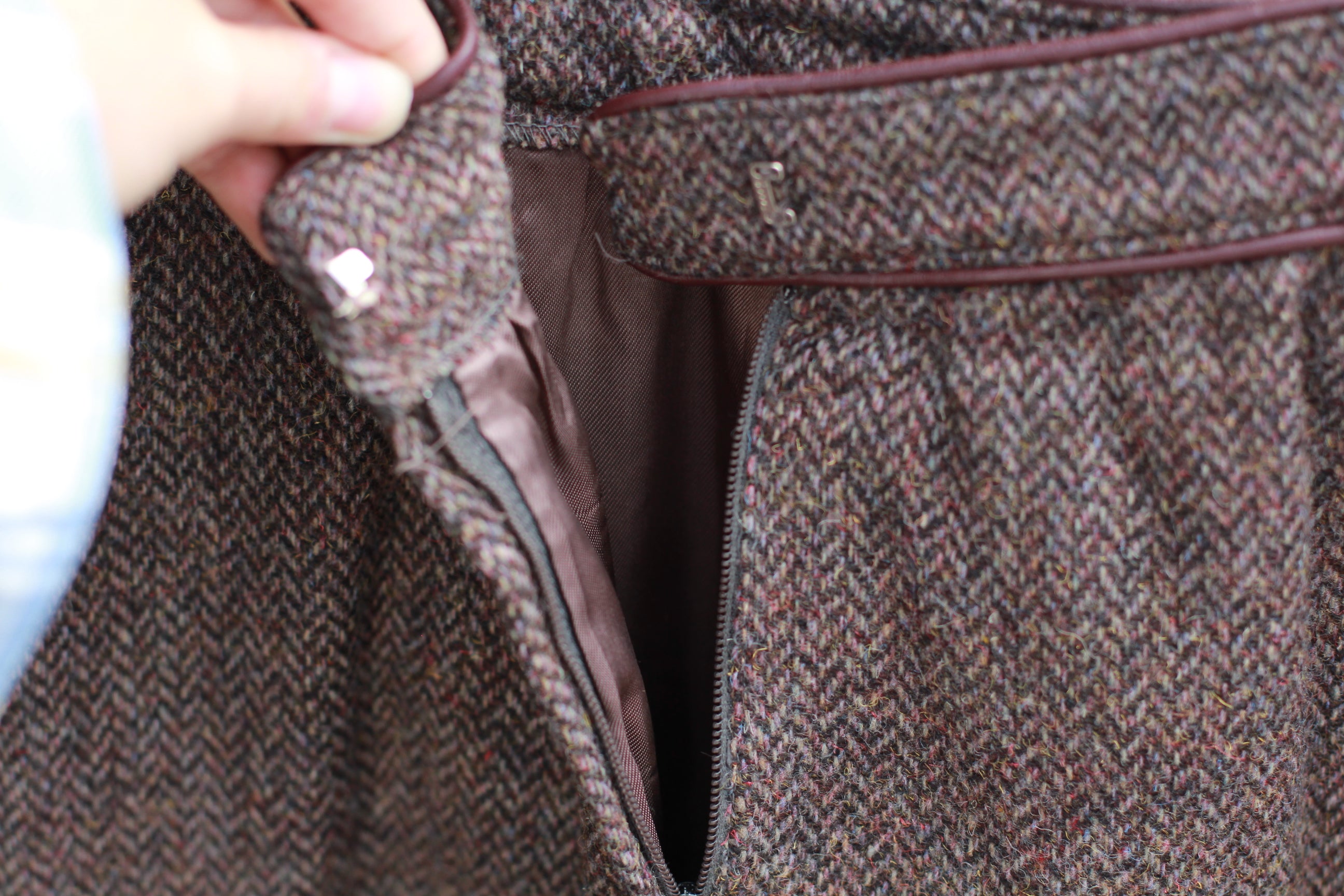 Back view showing open hook & eye and zipper closure