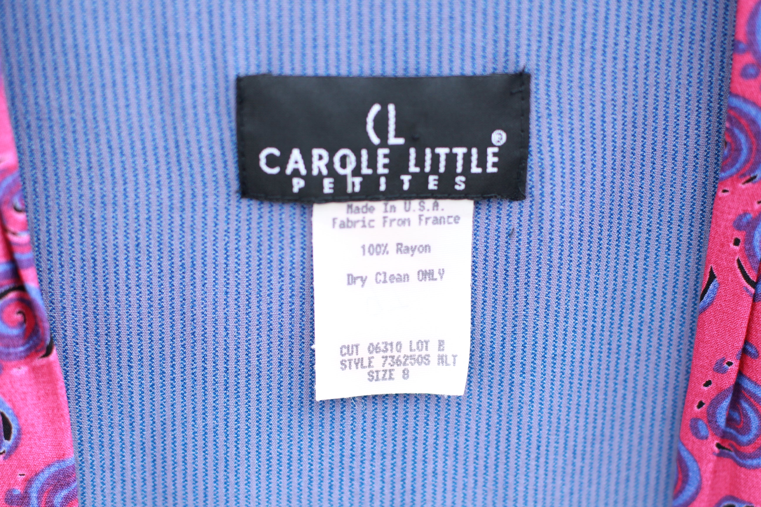 Tag reading “Carol Little – Made in USA”